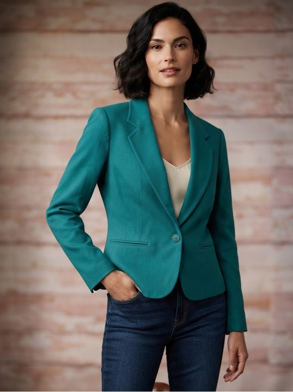 VINTAGE Pendleton Green Wool Single-Button Blazer